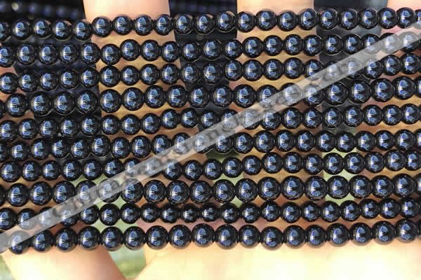 CTO710 15.5 inches 4mm round black tourmaline gemstone beads