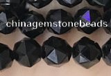 CTO716 15.5 inches 6mm faceted nuggets black tourmaline beads