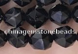 CTO717 15.5 inches 8mm faceted nuggets black tourmaline beads