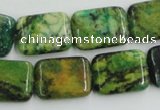 CTP10 15.5 inches 15*20mm rectangle yellow green pine gemstone beads