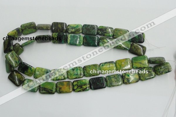 CTP10 15.5 inches 15*20mm rectangle yellow green pine gemstone beads