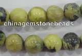 CTP104 15.5 inches 12mm round yellow pine turquoise beads wholesale