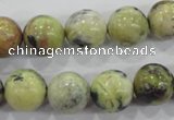 CTP105 15.5 inches 14mm round yellow pine turquoise beads wholesale