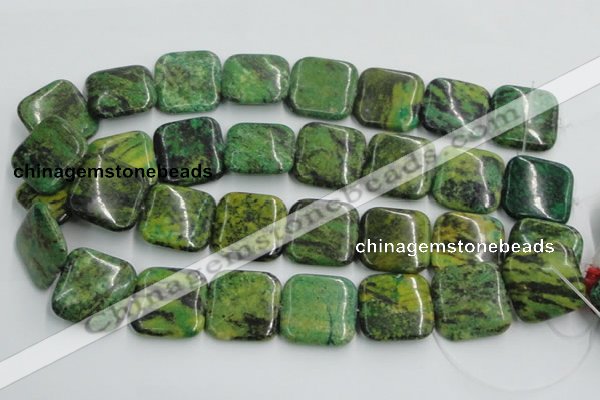 CTP12 15.5 inches 25*25mm square yellow green pine gemstone beads