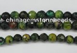 CTP211 15.5 inches 6mm faceted round yellow pine turquoise beads