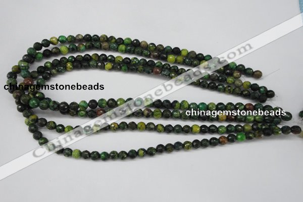 CTP211 15.5 inches 6mm faceted round yellow pine turquoise beads