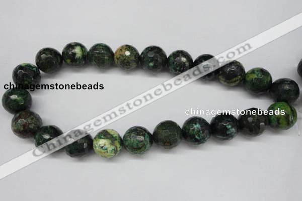 CTP217 15.5 inches 18mm faceted round yellow pine turquoise beads