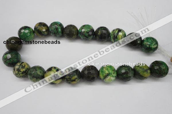 CTP218 15.5 inches 20mm faceted round yellow pine turquoise beads