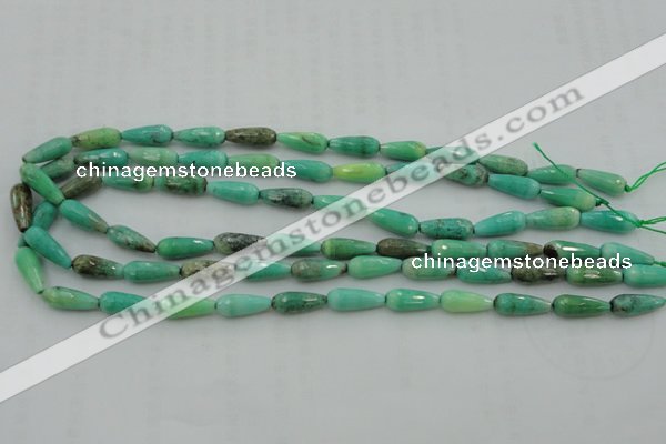 CTR06 15.5 inches 6*16mm faceted teardrop grass agate beads