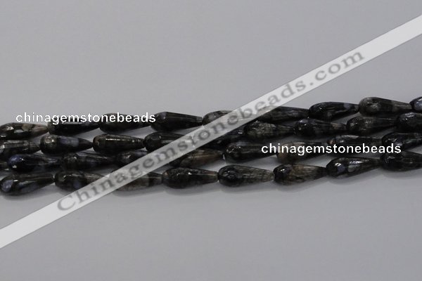 CTR100 15.5 inches 8*20mm faceted teardrop grey opal gemstone beads