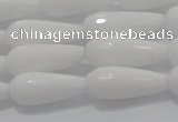 CTR105 15.5 inches 8*20mm faceted teardrop white porcelain beads