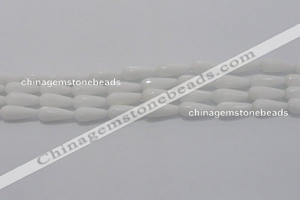 CTR105 15.5 inches 8*20mm faceted teardrop white porcelain beads