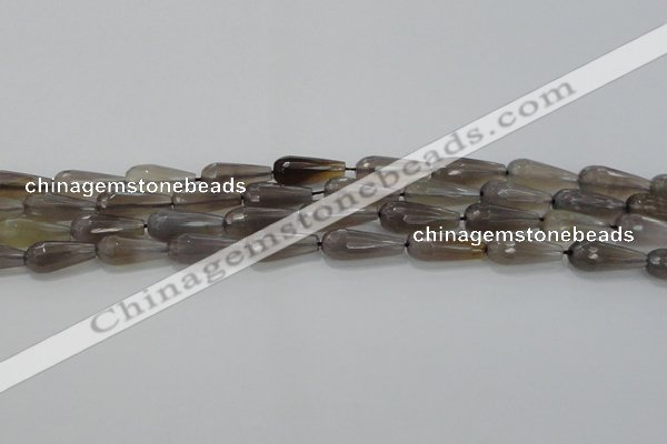 CTR106 15.5 inches 8*20mm faceted teardrop grey agate beads