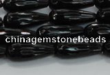 CTR109 15.5 inches 8*20mm faceted teardrop black agate beads