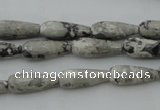 CTR11 15.5 inches 6*16mm faceted teardrop grey picture jasper beads