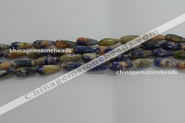 CTR111 15.5 inches 8*20mm faceted teardrop orange sodalite beads