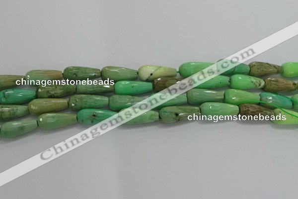 CTR113 15.5 inches 8*20mm faceted teardrop grass agate beads