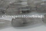 CTR131 15.5 inches 10*30mm faceted teardrop cloudy quartz beads