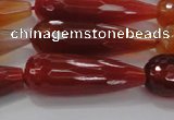 CTR142 15.5 inches 10*30mm faceted teardrop red agate beads