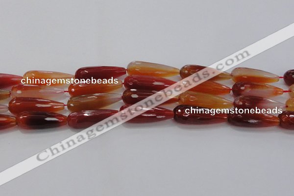 CTR142 15.5 inches 10*30mm faceted teardrop red agate beads