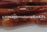 CTR143 15.5 inches 10*30mm faceted teardrop natural fire agate beads