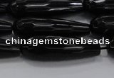 CTR145 15.5 inches 10*30mm faceted teardrop black agate beads