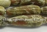 CTR153 15.5 inches 10*30mm teardrop green dragon serpentine jasper beads