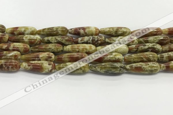 CTR153 15.5 inches 10*30mm teardrop green dragon serpentine jasper beads