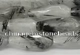CTR155 15.5 inches 6*16mm faceted teardrop black rutilated quartz beads