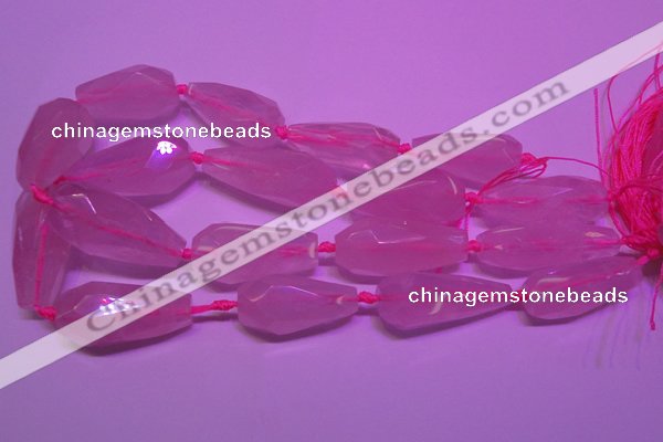 CTR203 16*35mm - 20*45mm faceted teardrop rose quartz beads