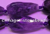 CTR205 15*30mm - 18*45mm faceted teardrop amethyst gemstone beads