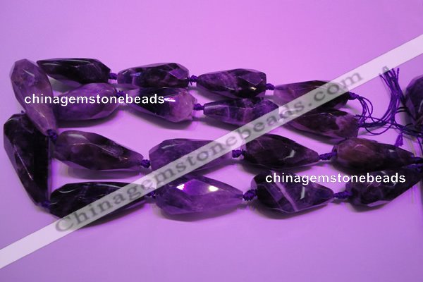 CTR205 15*30mm - 18*45mm faceted teardrop amethyst gemstone beads