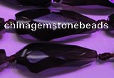 CTR206 15*34mm - 20*42mm faceted teardrop smoky quartz beads