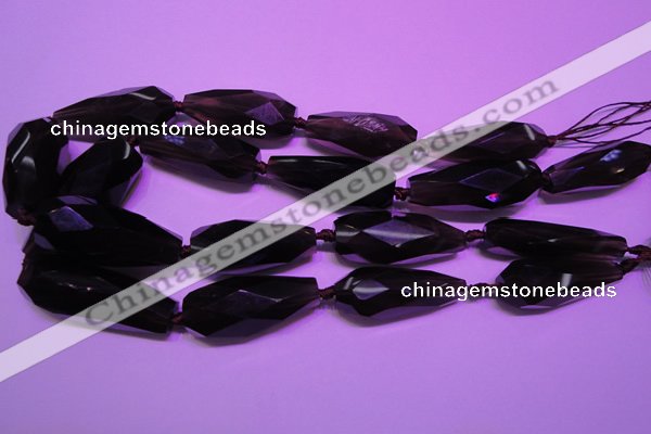 CTR206 15*34mm - 20*42mm faceted teardrop smoky quartz beads