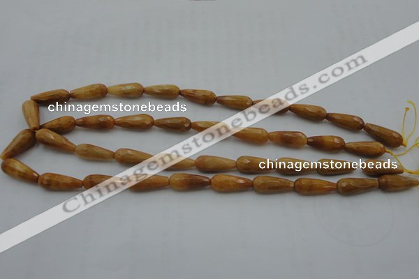 CTR21 15.5 inches 8*20mm faceted teardrop yellow jade beads