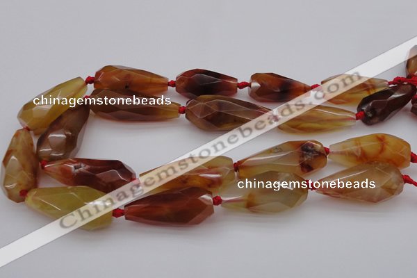 CTR211 15.5 inches 15*25mm - 16*40mm faceted teardrop red agate beads