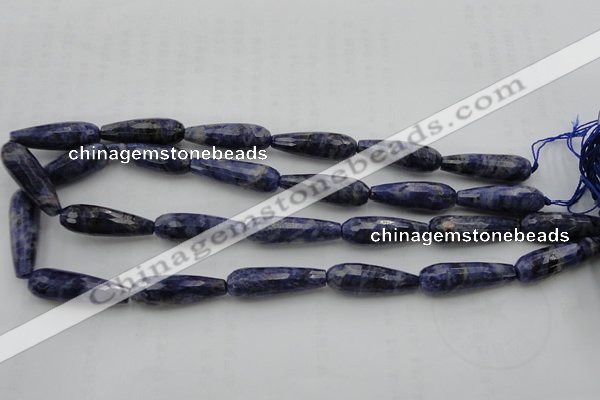 CTR32 15.5 inches 10*30mm faceted teardrop sodalite gemstone beads