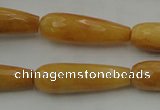 CTR33 15.5 inches 10*30mm faceted teardrop yellow jade beads