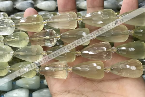 CTR352 15.5 inches 15*25mm faceted teardrop lemon quartz beads