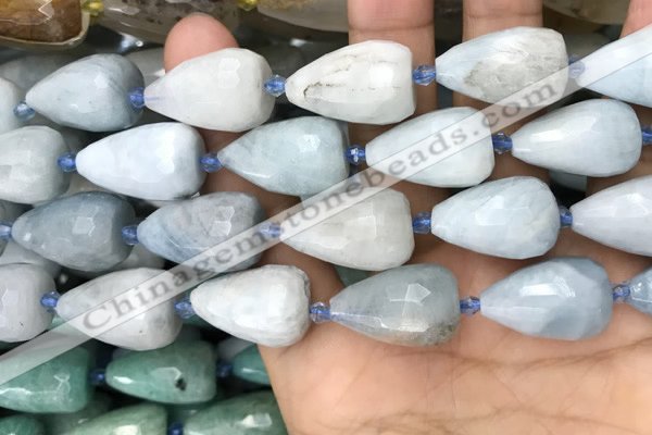 CTR355 15.5 inches 15*22mm faceted teardrop aquamarine beads