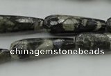 CTR37 15.5 inches 10*30mm faceted teardrop grey opal gemstone beads