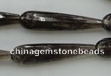 CTR42 15.5 inches 10*40mm faceted teardrop smoky quartz beads