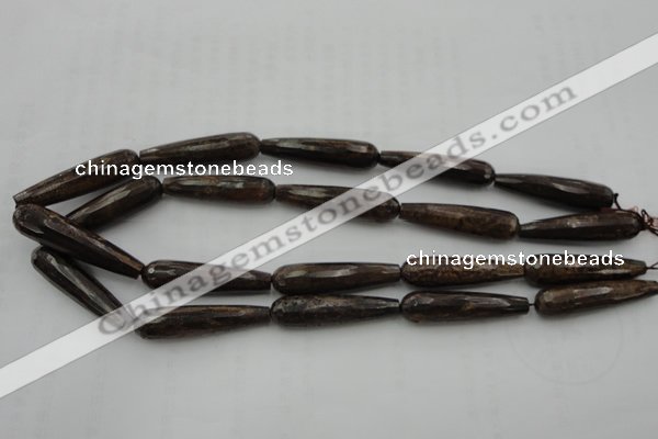 CTR45 15.5 inches 10*40mm faceted teardrop bronzite gemstone beads