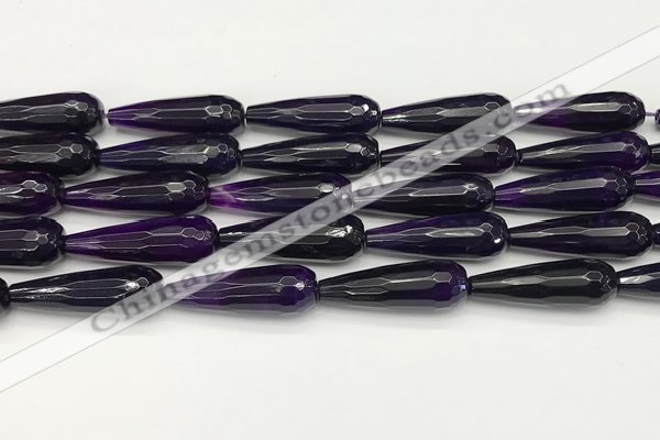 CTR454 15.5 inches 10*30mm faceted teardrop agate beads wholesale