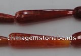 CTR46 15.5 inches 10*40mm faceted teardrop natural fire agate beads