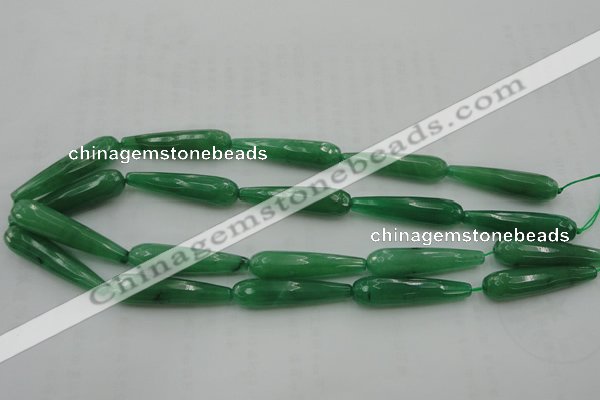 CTR50 15.5 inches 10*40mm faceted teardrop green aventurine beads