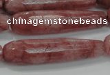 CTR58 15.5 inches 10*40mm faceted teardrop strawberry quartz beads