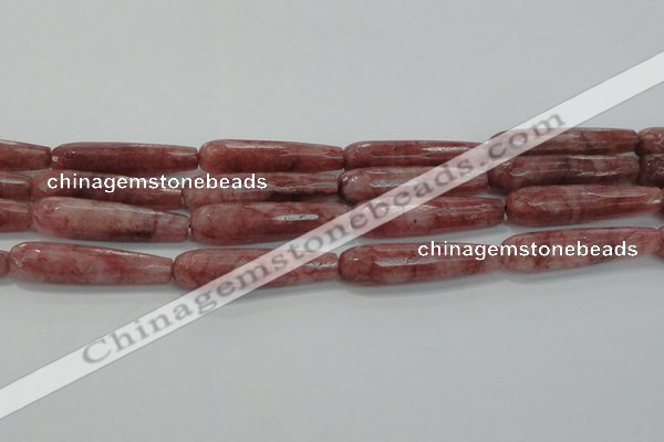 CTR58 15.5 inches 10*40mm faceted teardrop strawberry quartz beads