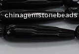 CTR64 15.5 inches 10*40mm faceted teardrop black agate beads