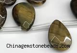 CTR670 Top drilled 10*14mm faceted briolette yellow tiger eye beads